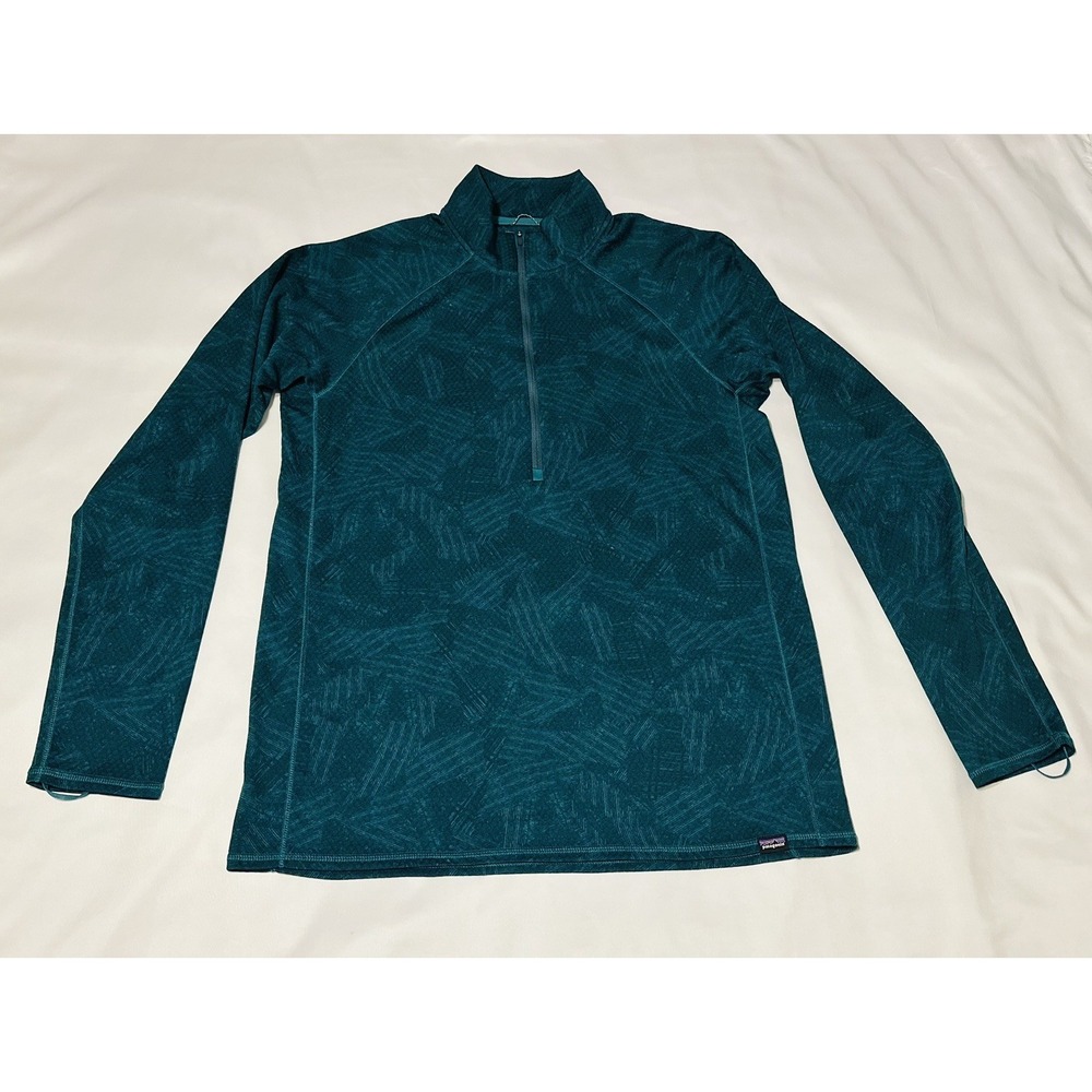 Patagonia Capilene Womens Large 1/4 Zip Pullover Blue Base Layer